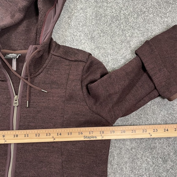 KUHL Fleece Jacket Ascendyr Womens Small Burgundy Brown Hoodie Full Zip Gorpcore - Picture 4 of 11